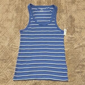 New Aerie Blue Fitted Sleeveless Ribbed Tank Top Size Large